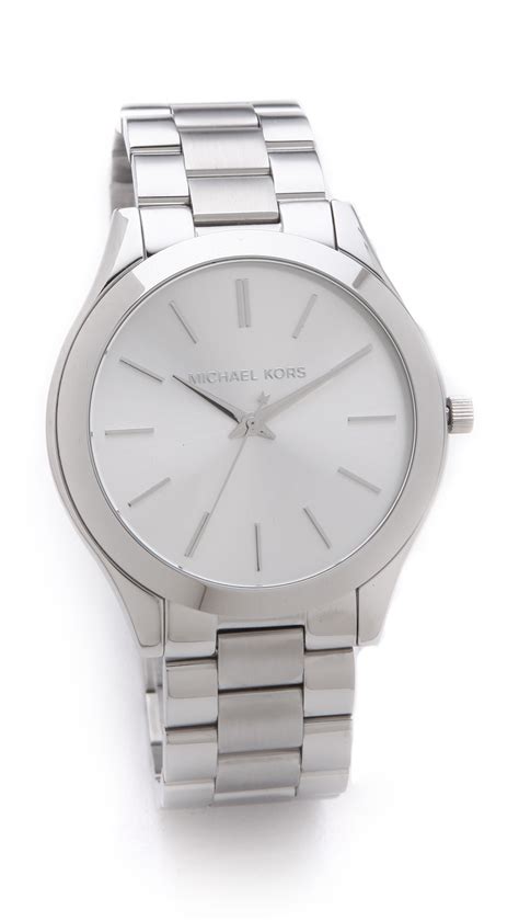 slim fit michael kors|Michael Kors slim runway silver.